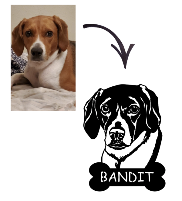 14" Pet Photo Wood Sign With Dogbone Name